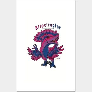 Bilociraptor - Text (Feathered) (Bisexual Pride) Posters and Art